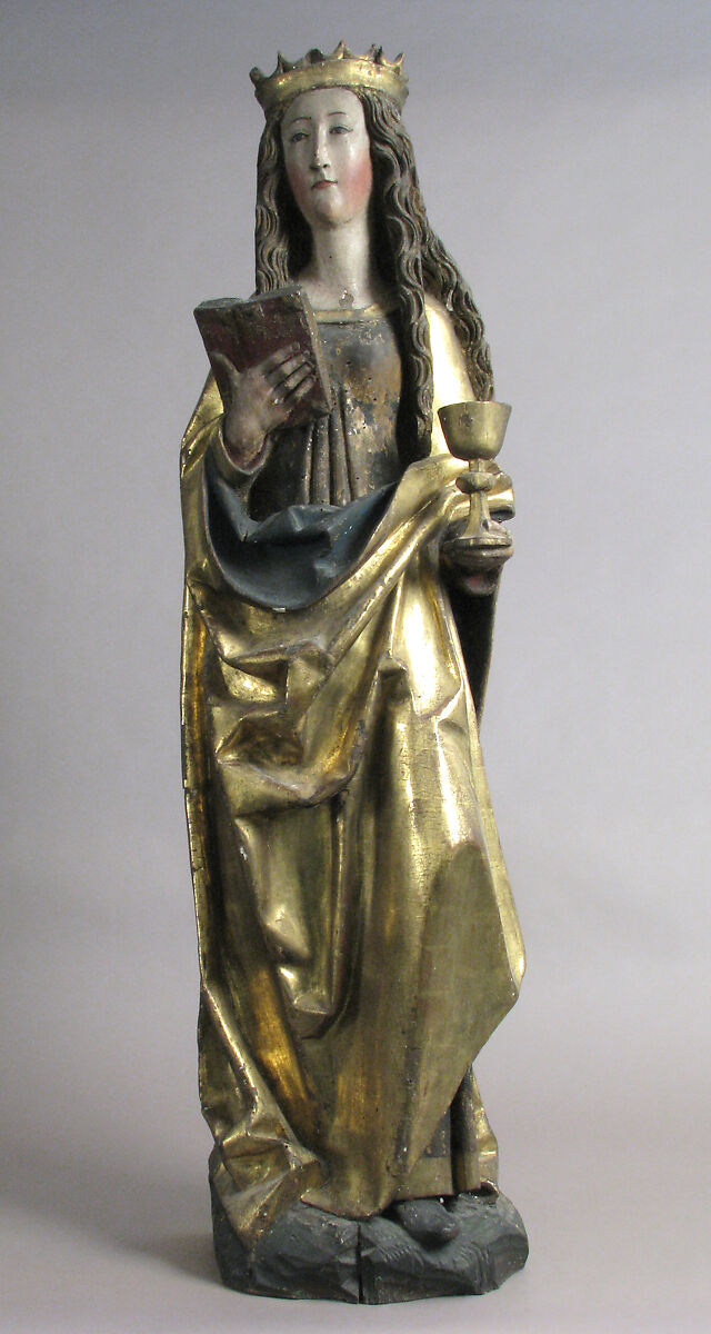 Saint Barbara, Limewood with paint and gilding, German 