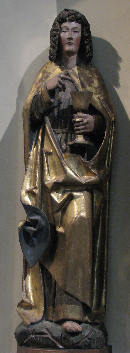 Saint John the Evangelist, Wood, gilded & painted, German 