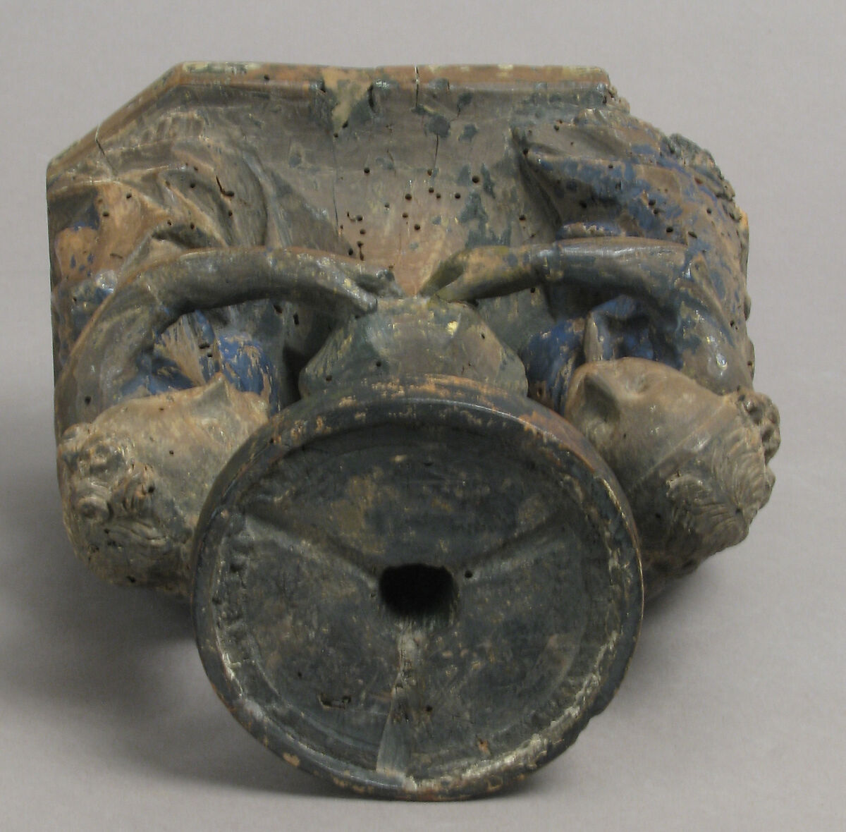 Candlestick Held by Two Angels, Wood, polychromy, gilding, French