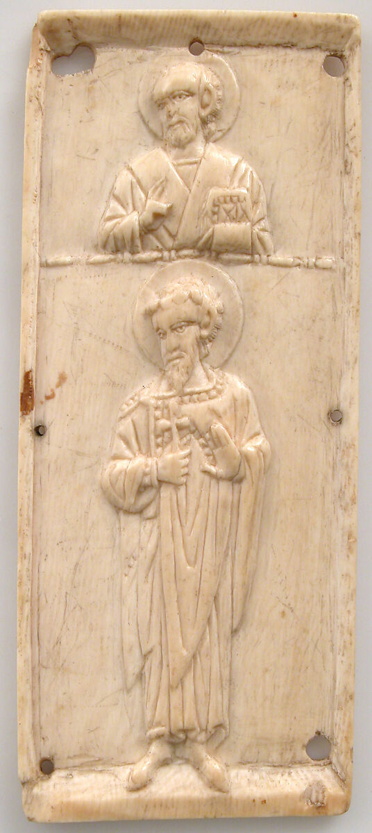 Right Wing of a Triptych with Saints Nicholas and Theodore, Ivory, Byzantine 