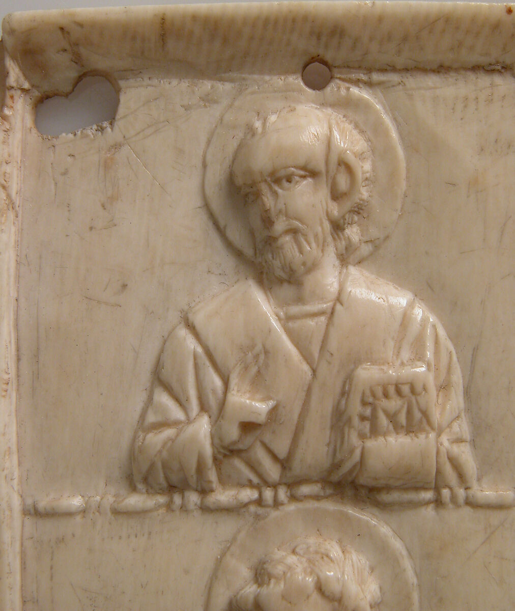 Right Wing of a Triptych with Saints Nicholas and Theodore, Elephant ivory, Byzantine