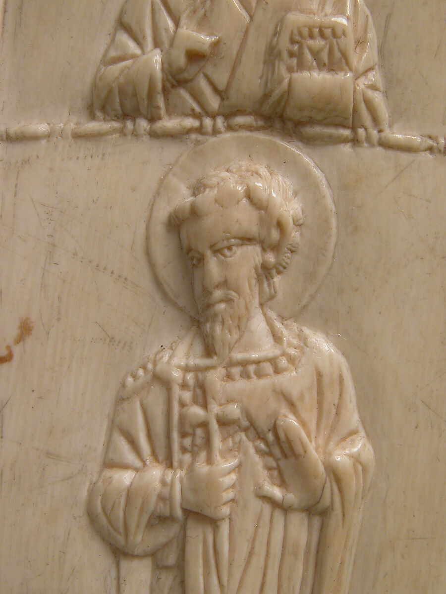 Right Wing of a Triptych with Saints Nicholas and Theodore, Elephant ivory, Byzantine