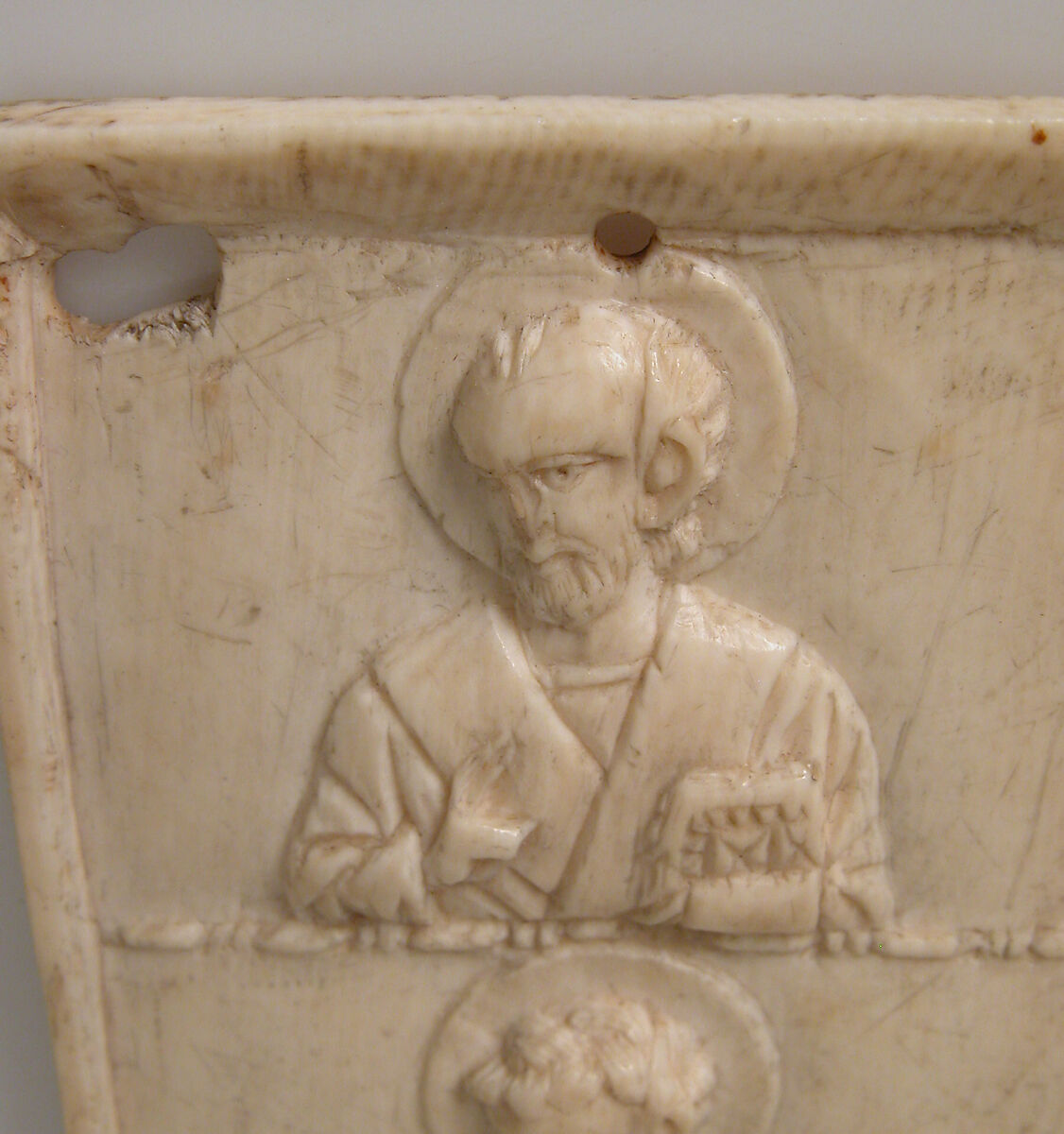 Right Wing of a Triptych with Saints Nicholas and Theodore, Elephant ivory, Byzantine