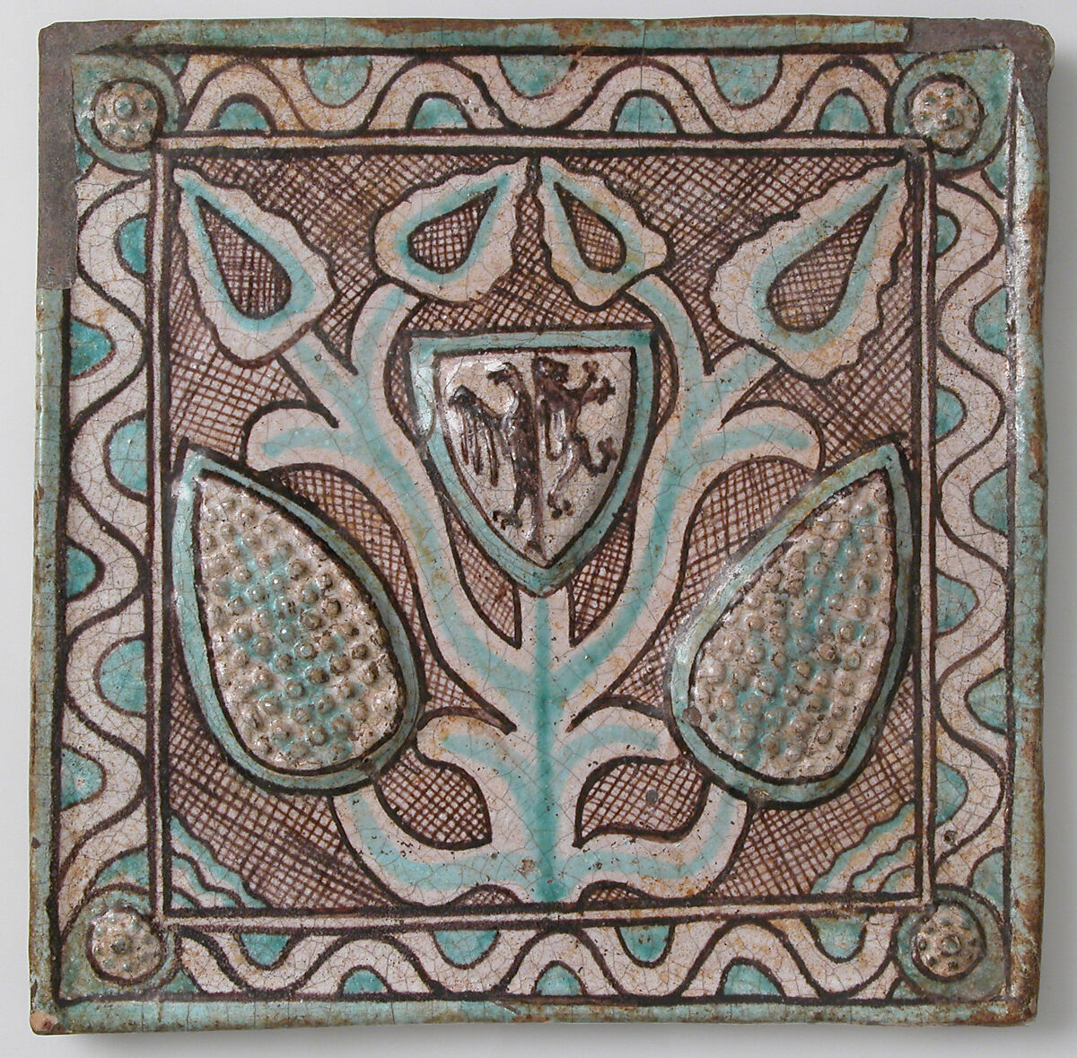 Tile, Earthenware, tin-glaze (Majolica), Italian 