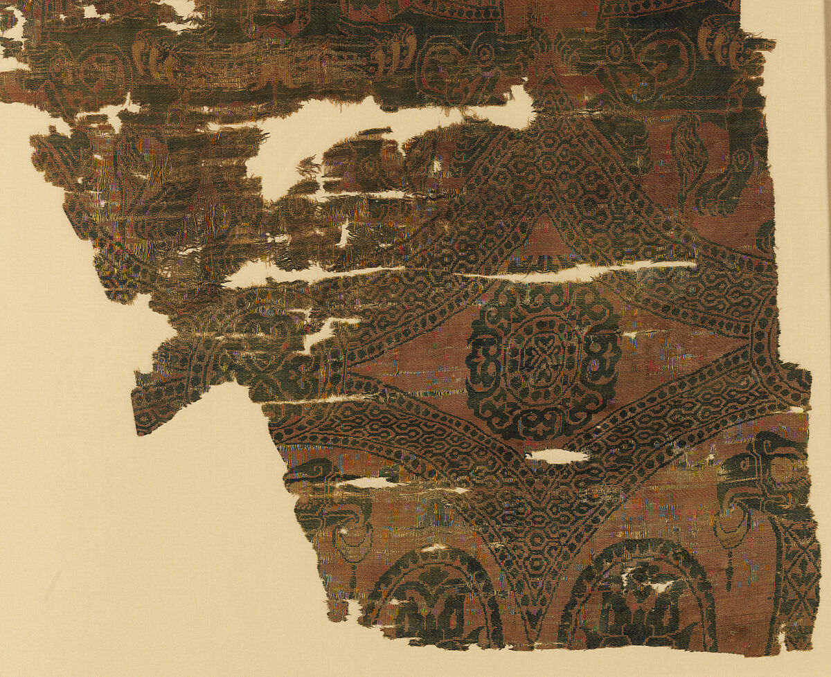 Textile Fragment with Double-Headed Eagles, Silk, Islamic
