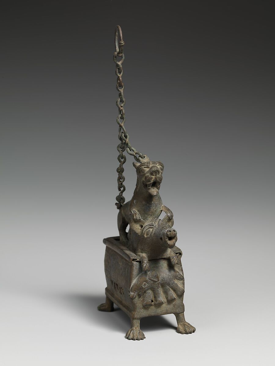 Censer with a Lioness Hunting a Boar, Bronze, Coptic