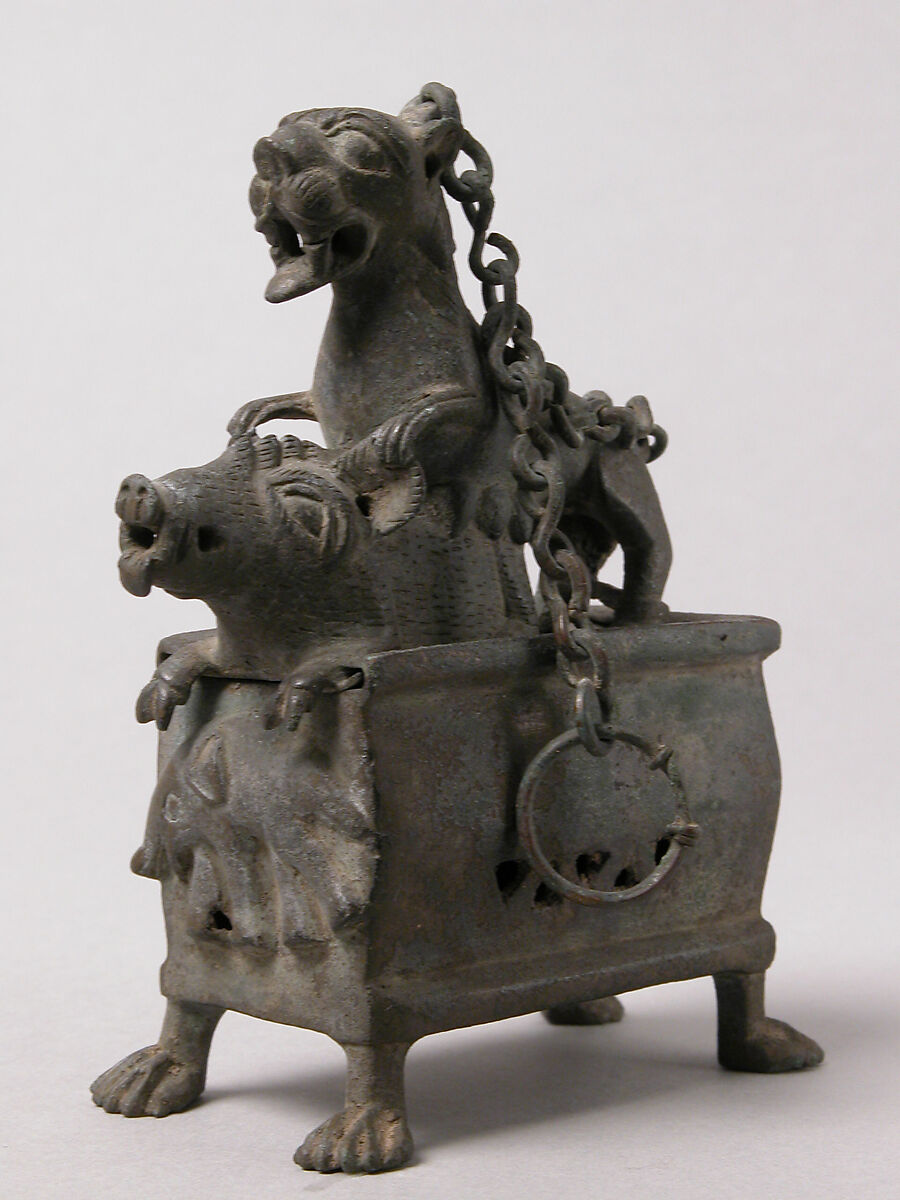 Censer with a Lioness Hunting a Boar, Bronze, Coptic