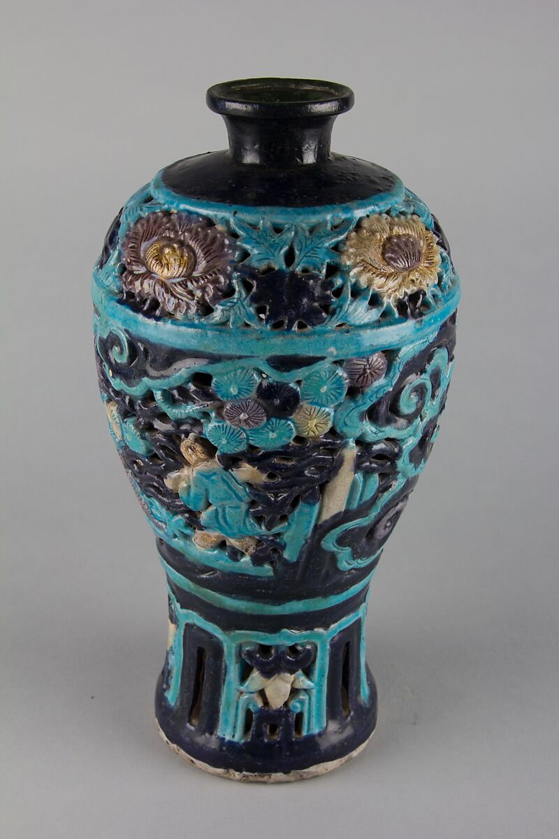 Meiping vase with human figures, Stoneware with polychrome enamels (Fahua ware), China