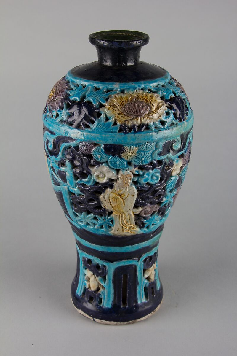 Meiping vase with human figures, Stoneware with polychrome enamels (Fahua ware), China