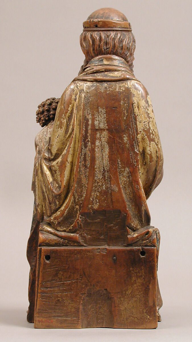 Enthroned Virgin and Child, Boxwood, polychromy and gilding, German