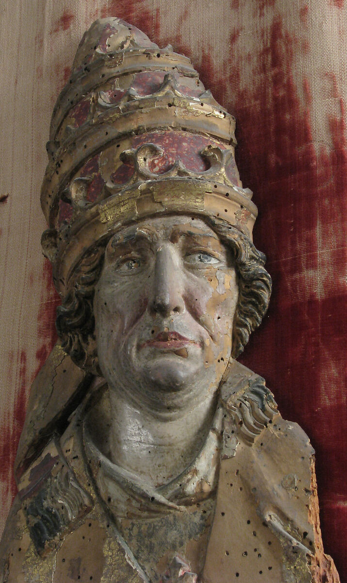 Relief of Pope, Limewood with paint and gilding, German