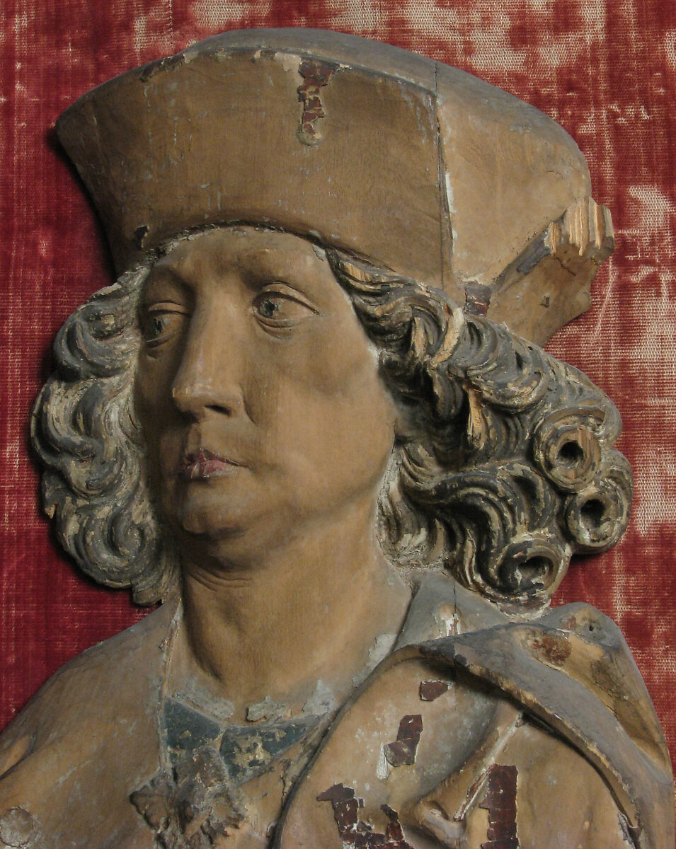 Male Relief Figure, Limewood with paint and gilding, German
