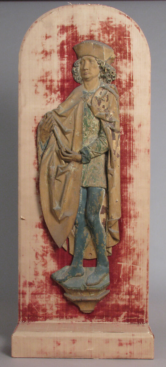 Male Relief Figure, Limewood with paint and gilding, German