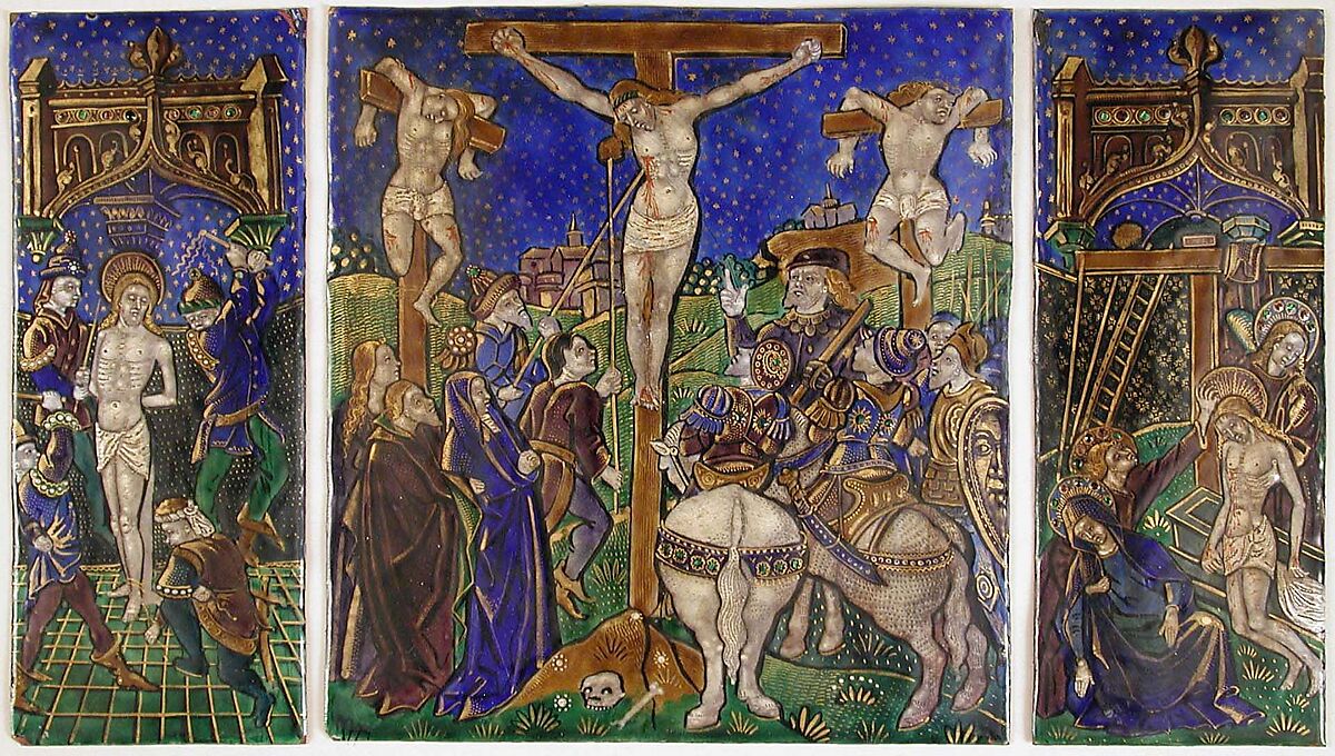 Triptych Panel with the Flagellation of Christ, Painted enamel, copper, French