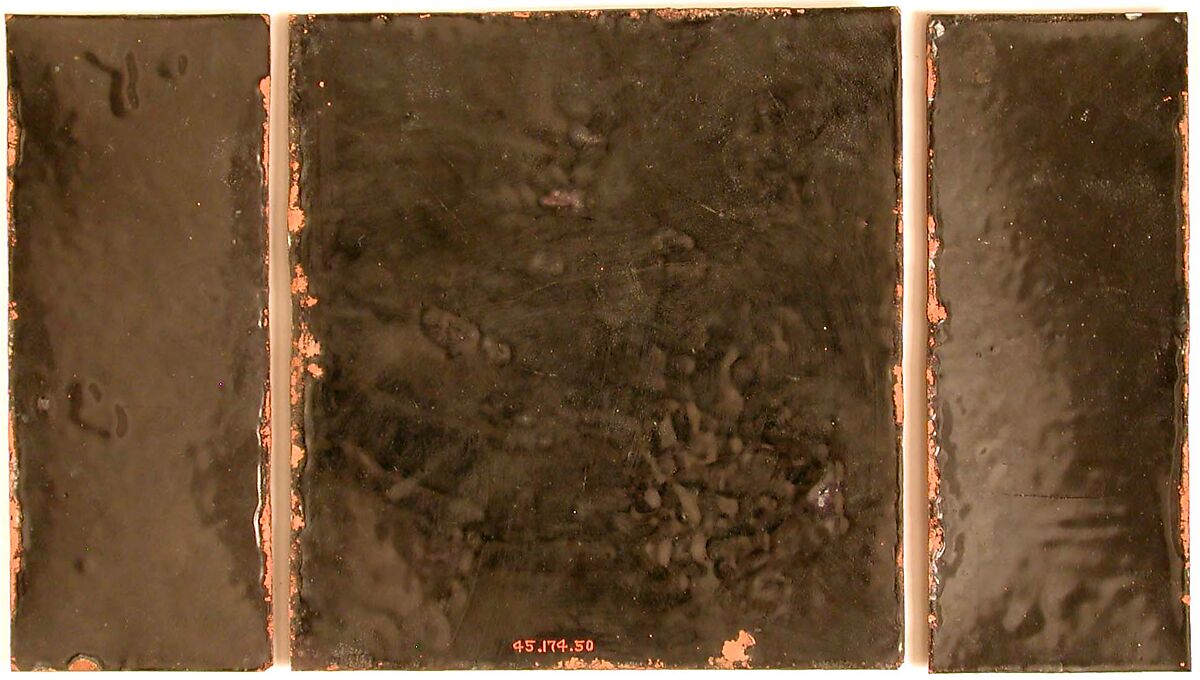 Triptych Panel with the Crucifixion, Painted enamel, copper, French