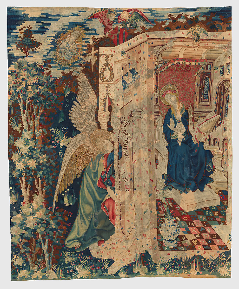 Tapestry with the Annunciation, Wool warp, wool with a few metallic wefts, South Netherlandish