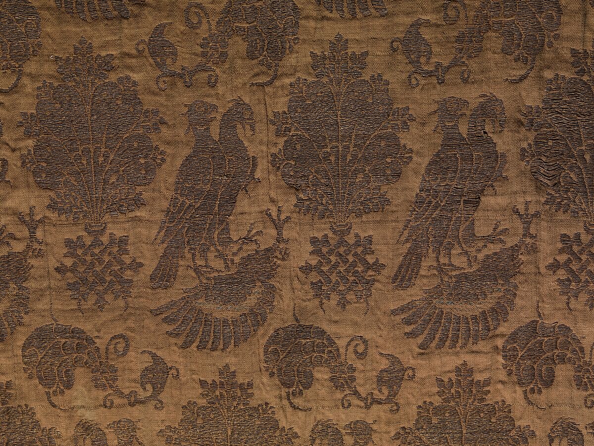 Textile with Falcons, Silk, metal thread, Italian