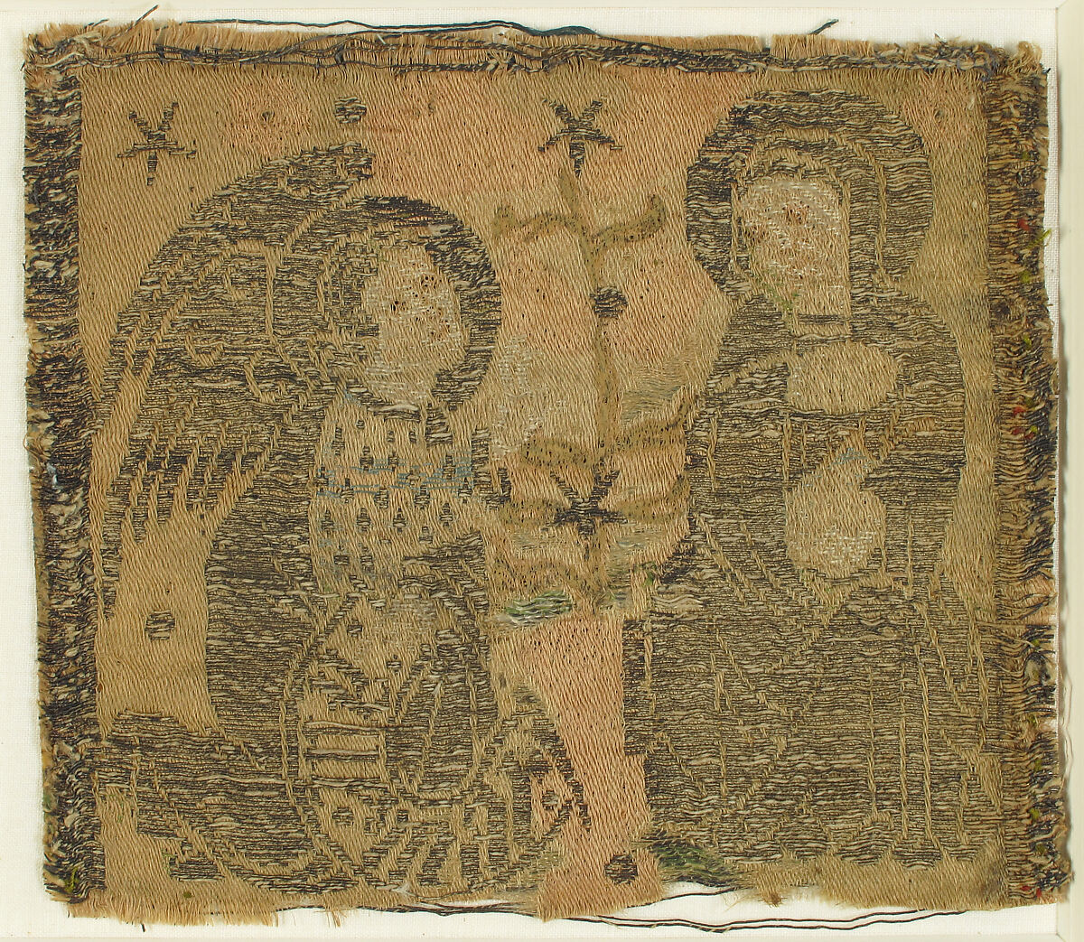 Textile with The Annunciation, Silk, metal thread, Italian 