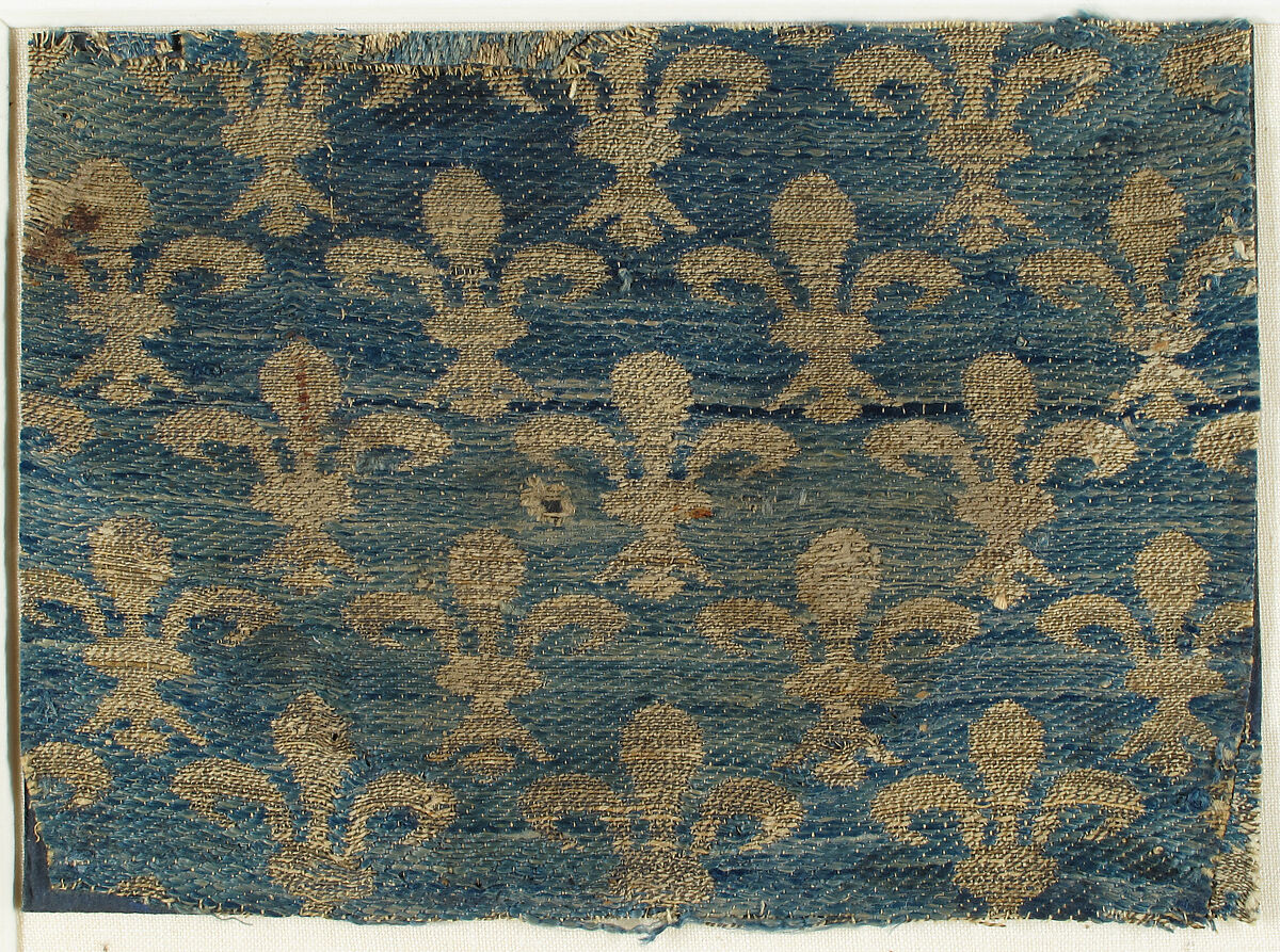 Textile with Fleur-De-Lis Motif, Silk, metal thread, Italian 