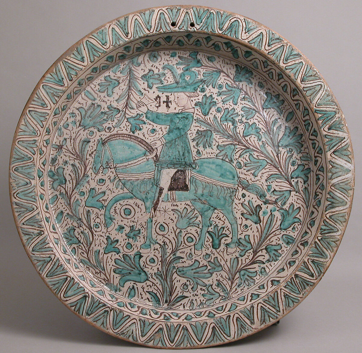Large Dish, Tin-glazed earthenware, Italian