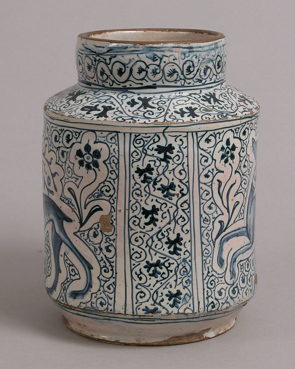 Pharmacy Jar, Tin-glazed earthenware, Italian