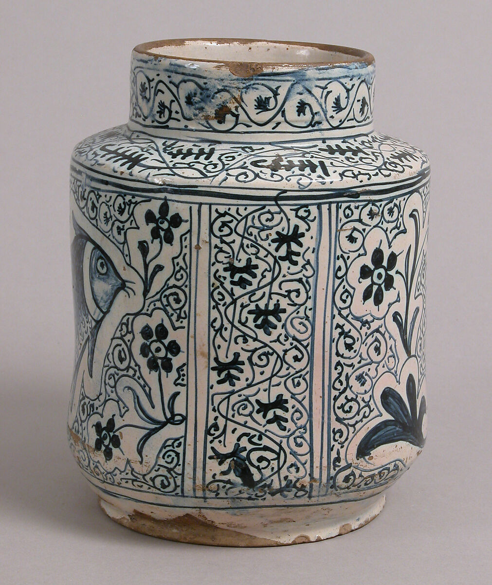 Pharmacy Jar, Tin-glazed earthenware, Italian