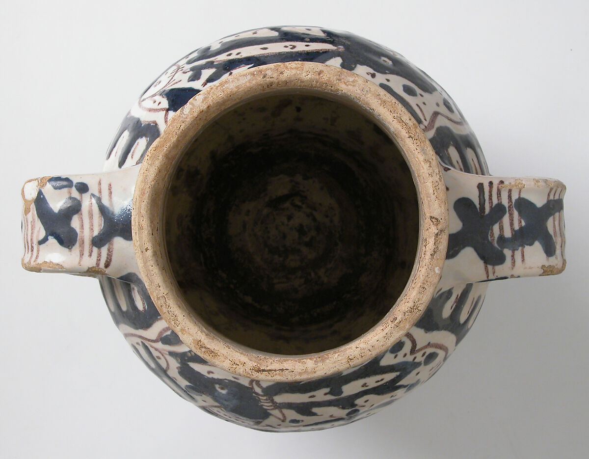 Two-Handled Jar with Stag, Tin-glazed earthenware, Italian