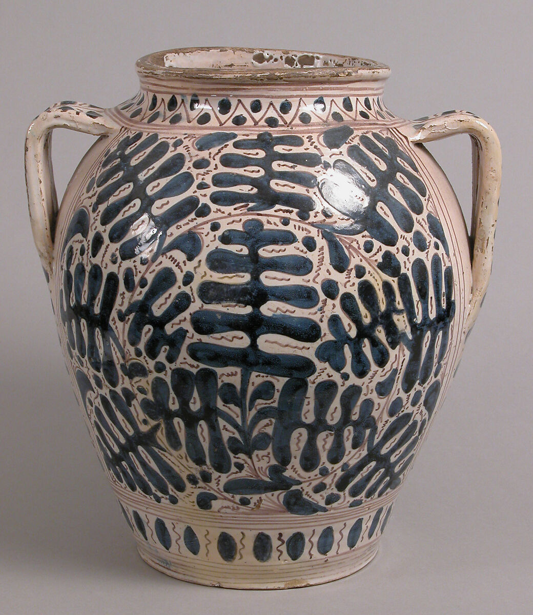 Two-Handled Jar, Tin-glazed earthenware, Italian 