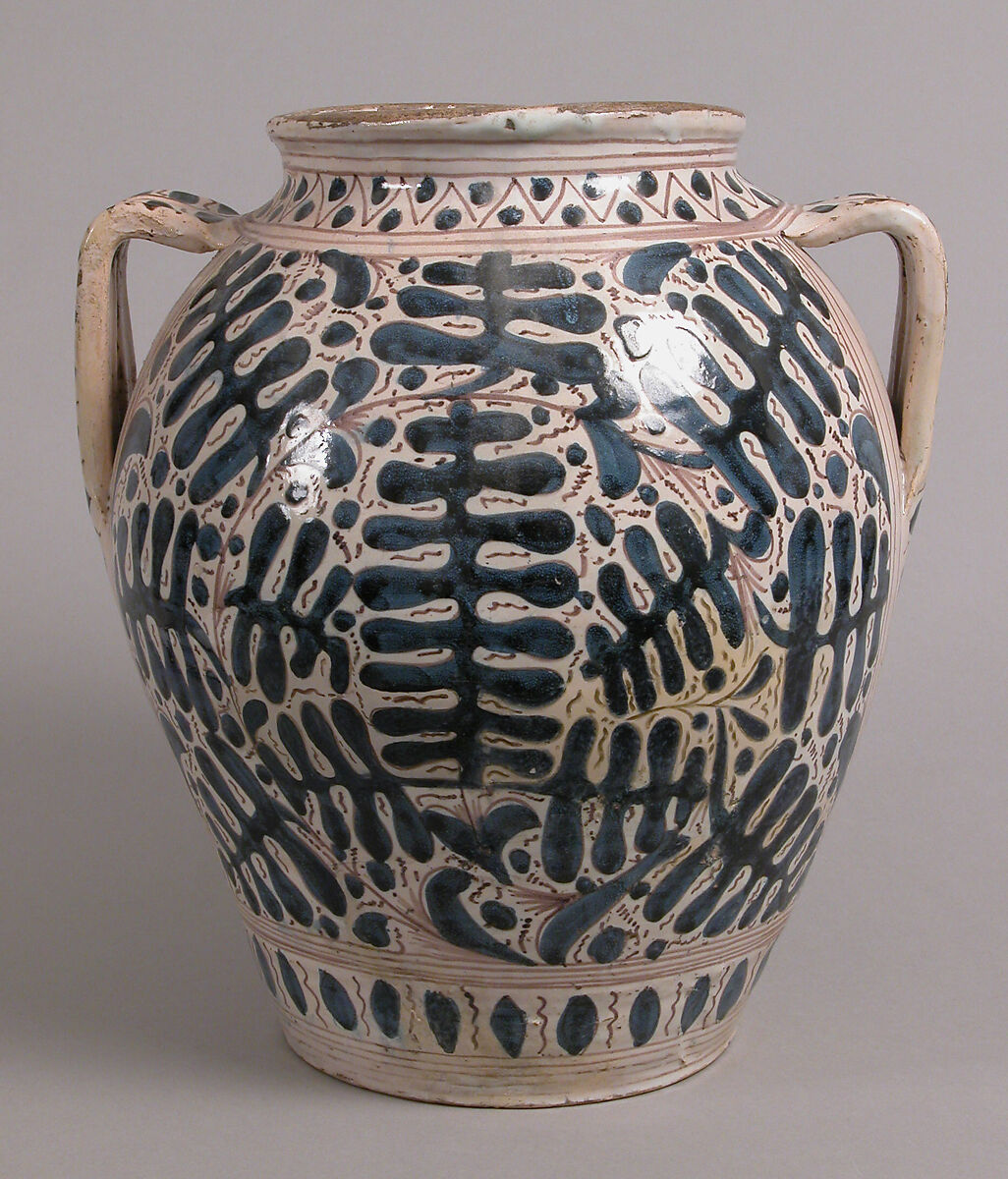 Two-Handled Jar, Tin-glazed earthenware, Italian