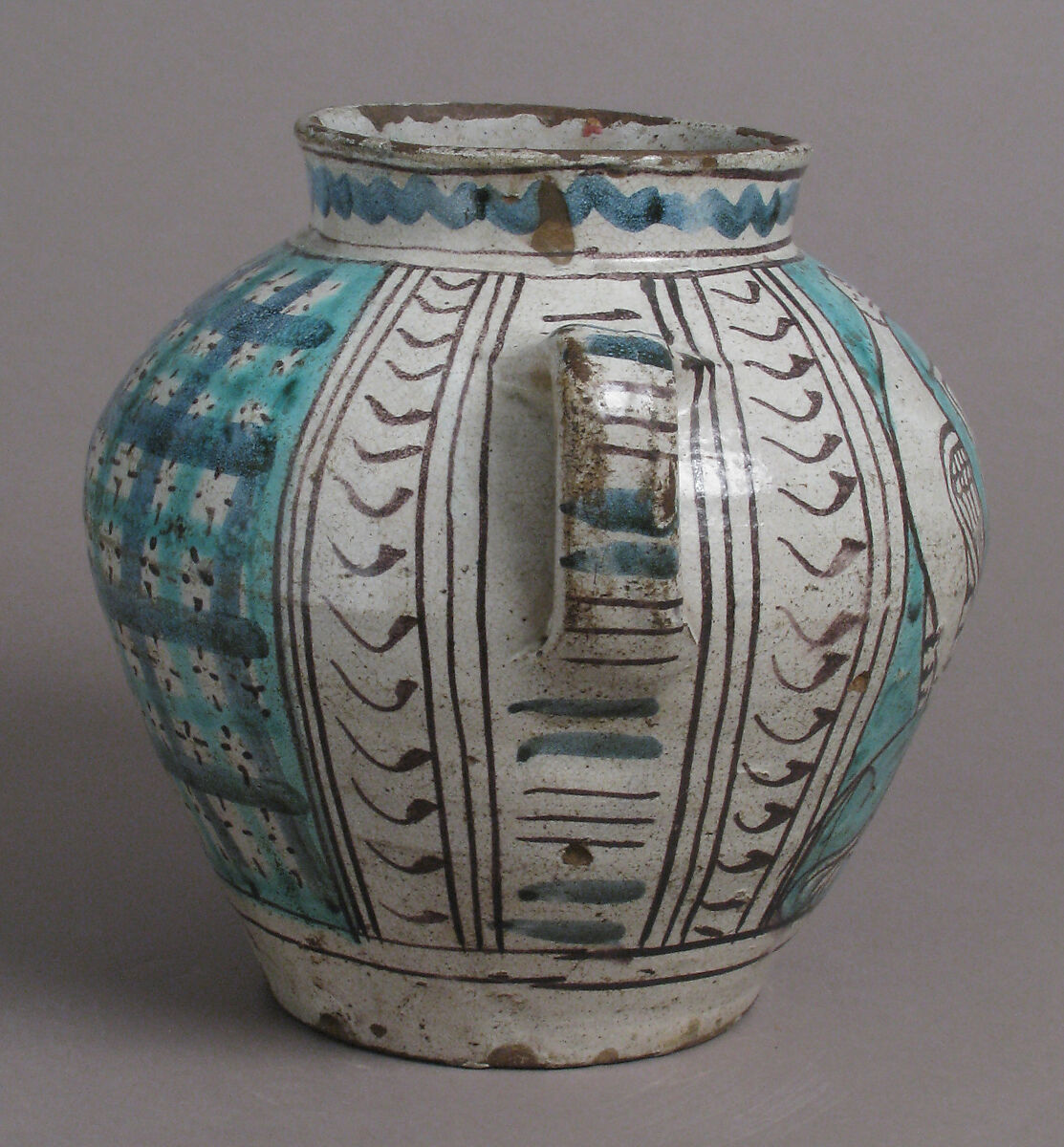 Two-Handled Jar with Birds and a Coat of Arms, Tin-glazed earthenware, Italian