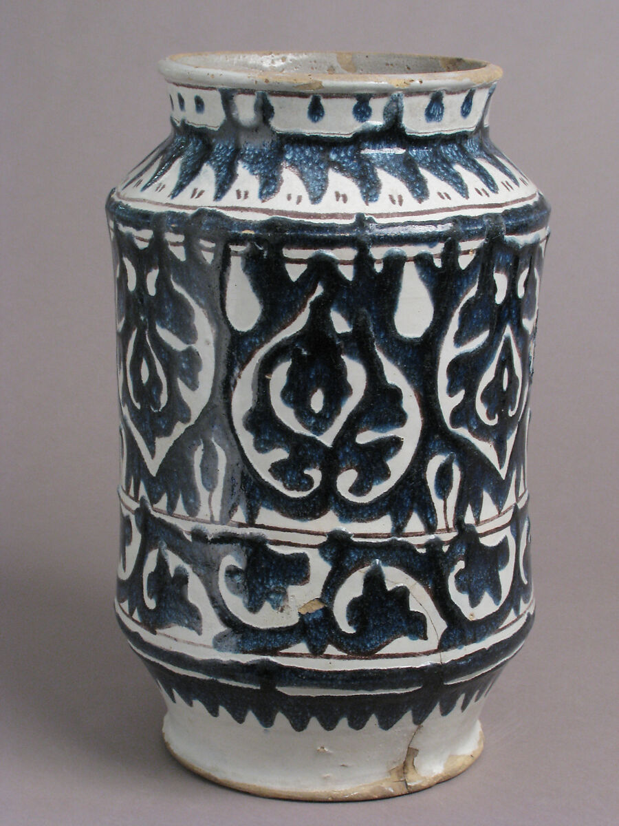 Pharmacy Jar, Tin-glazed earthenware, Italian