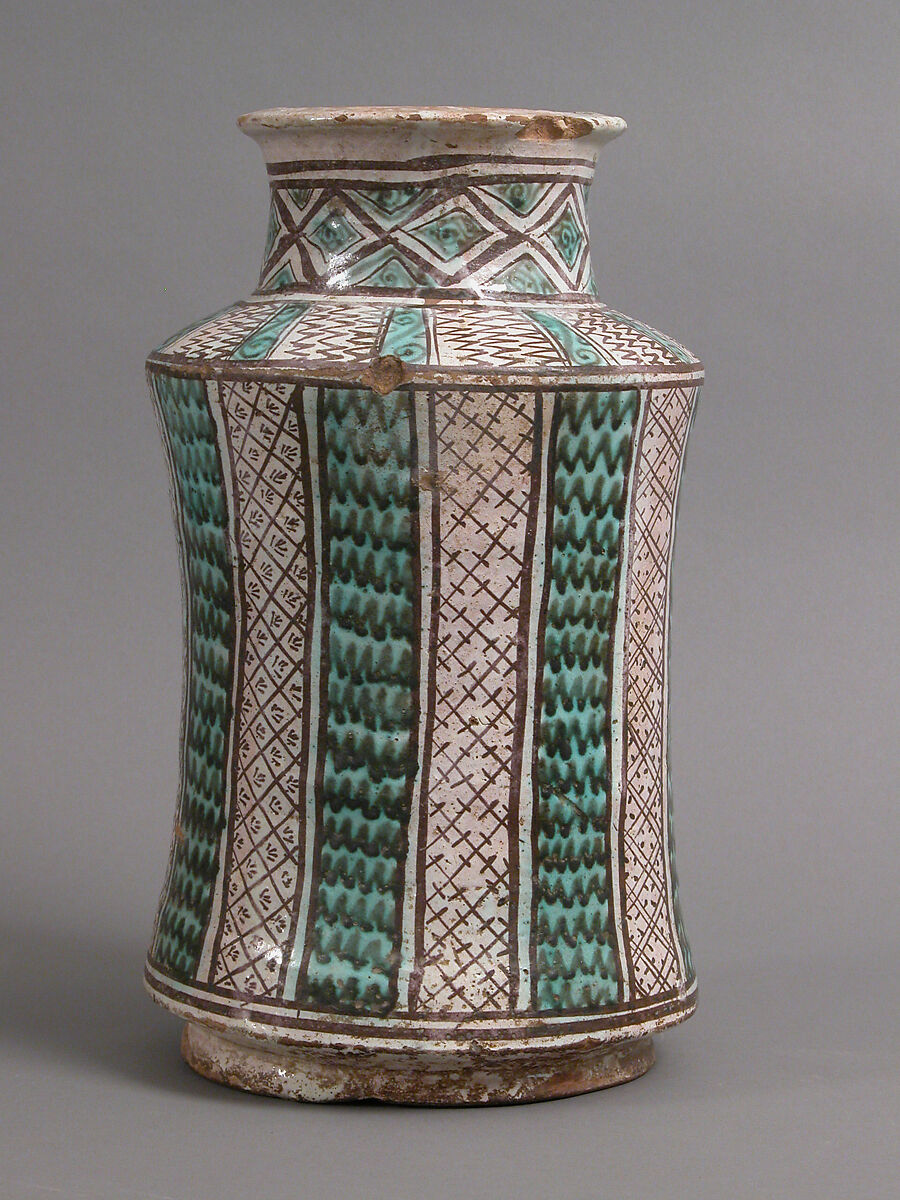 Pharmacy Jar, Tin-glazed earthenware, Spanish