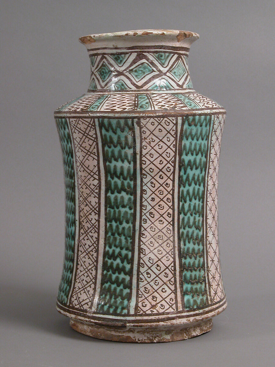 Pharmacy Jar, Tin-glazed earthenware, Spanish