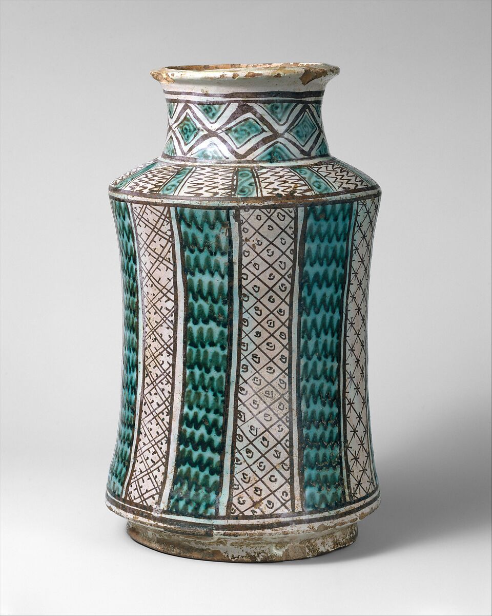 Pharmacy Jar, Tin-glazed earthenware, Spanish 