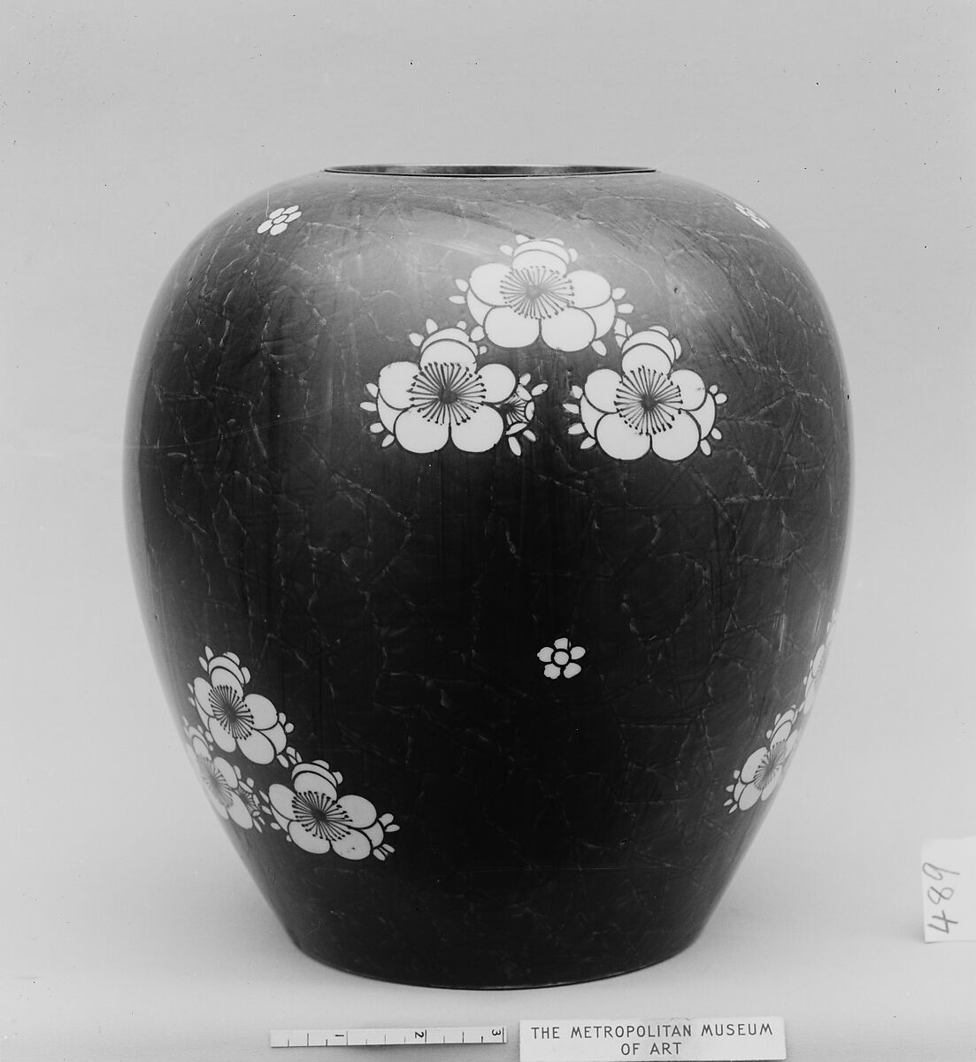Jar, White porcelain decorated with white on blue under the glaze ground, Japan 