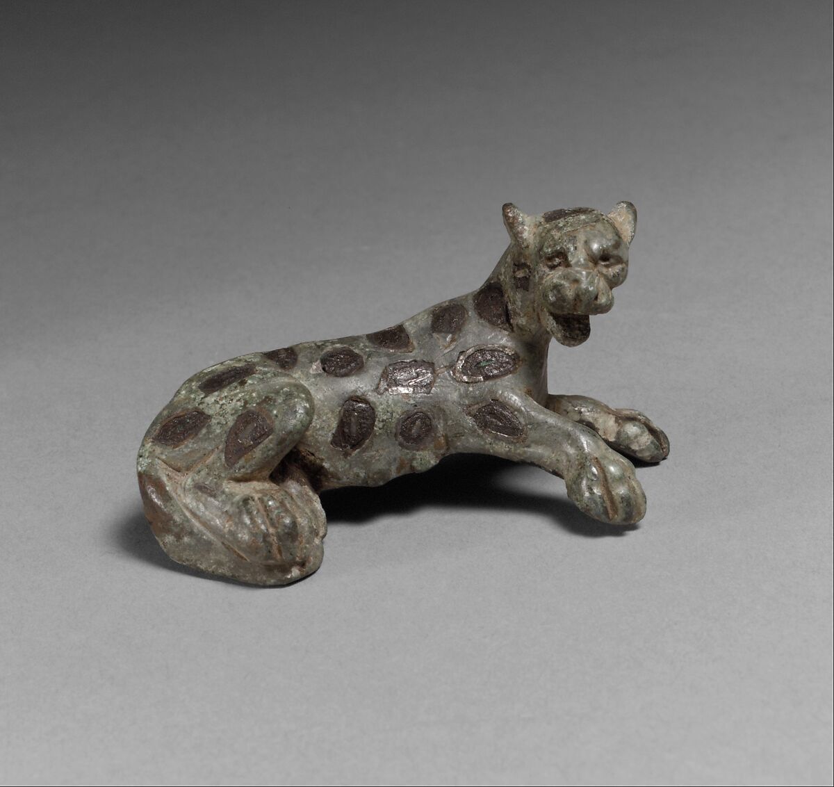 Brooch in the Form of a Panther, Copper alloy inlaid with silver and niello, Roman 