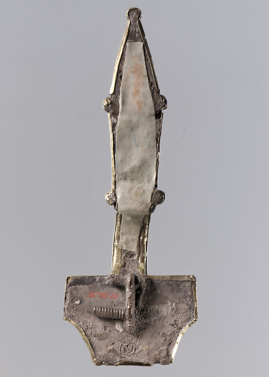 Bow Brooch, Silver with gold-sheet overlay and garnets, East Germanic