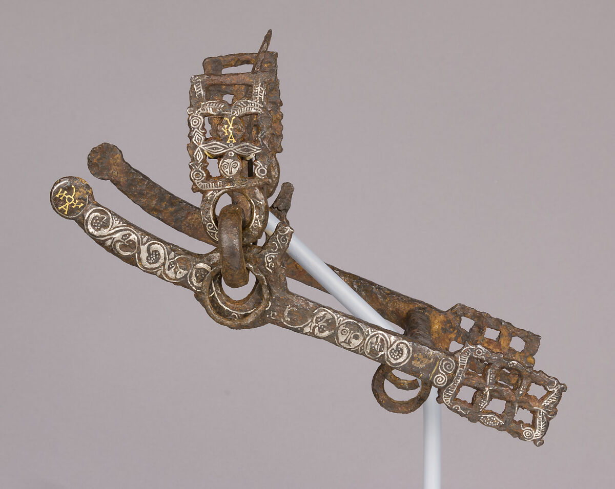 Horse Bit, Iron inlaid with copper alloy, gold, and silver, Visigothic or Byzantine