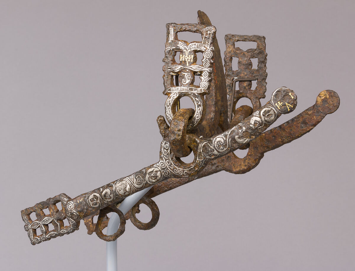 Horse Bit, Iron inlaid with copper alloy, gold, and silver, Visigothic or Byzantine