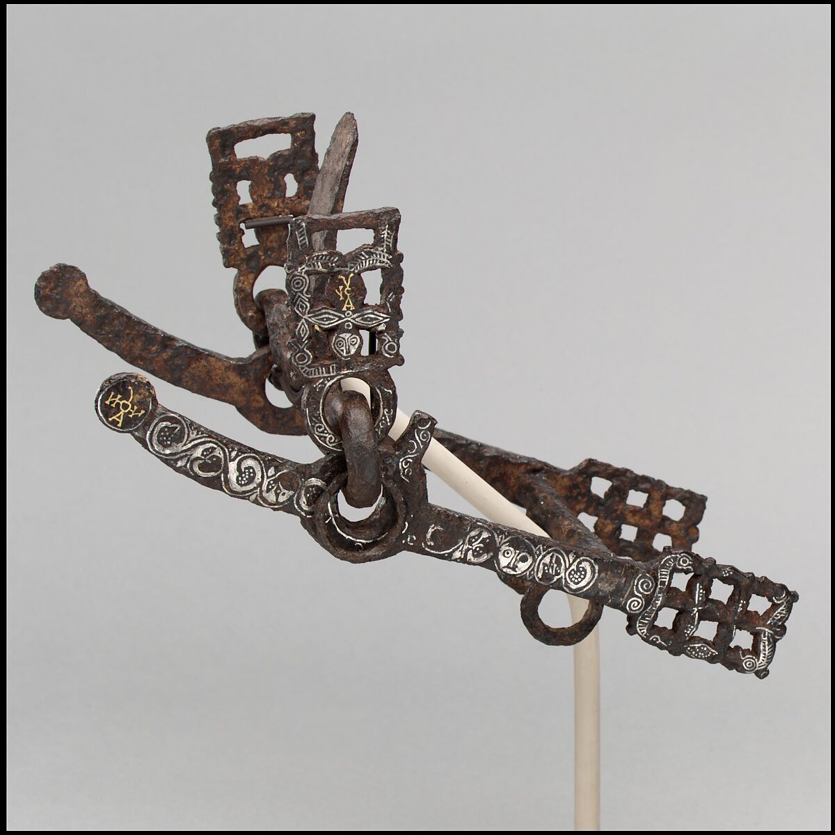 Horse Bit, Iron inlaid with copper alloy, gold, and silver, Visigothic or Byzantine 