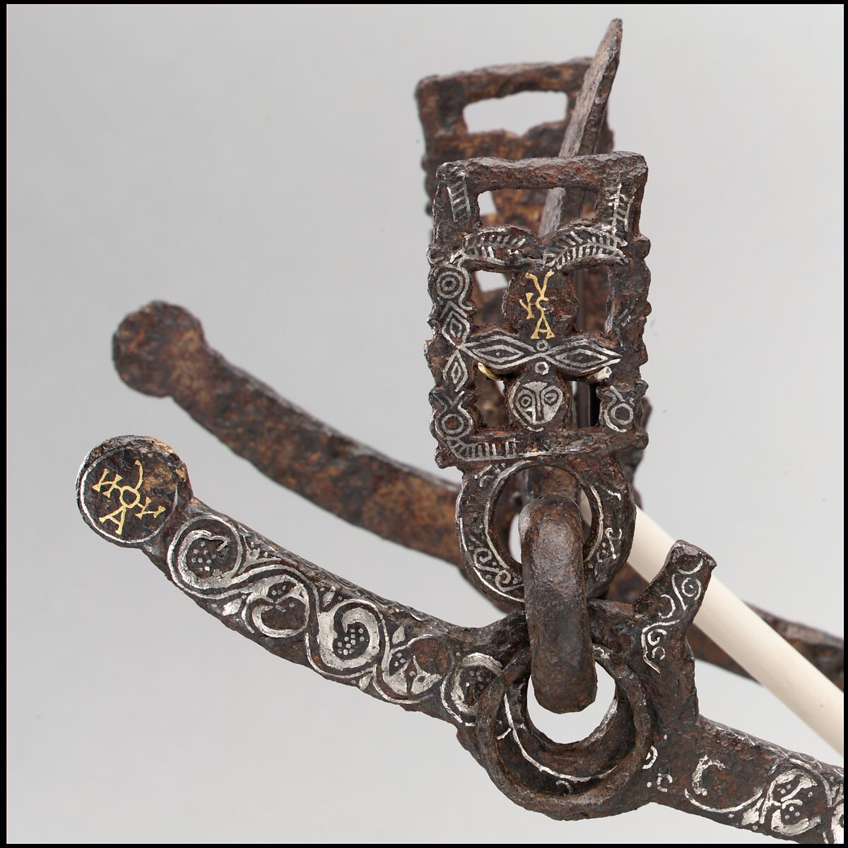 Horse Bit, Iron inlaid with copper alloy, gold, and silver, Visigothic or Byzantine