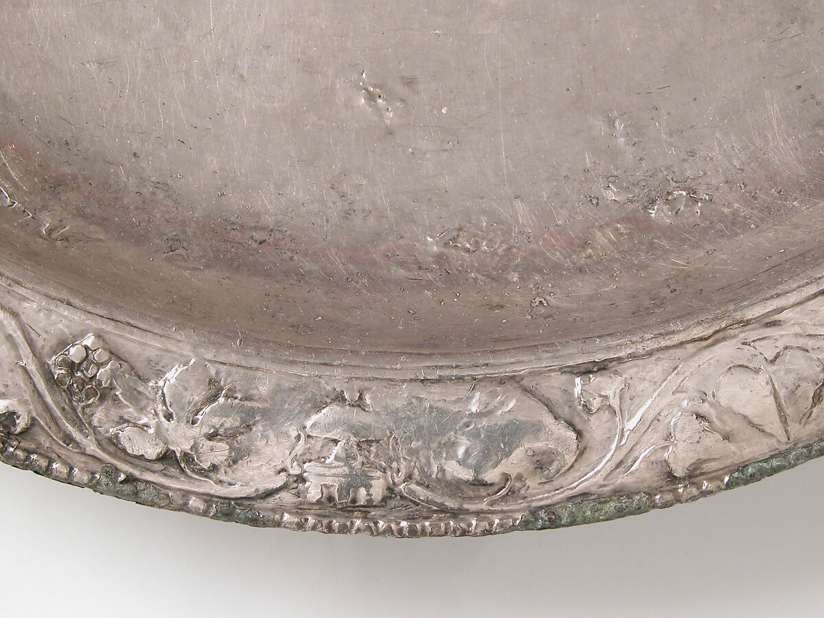 Dish, Bronze, silver overlaid, Late Roman