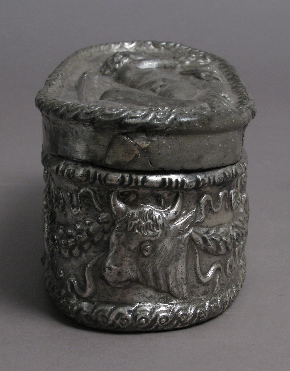 Box with Sleeping Eros, Silver, Roman or Byzantine
