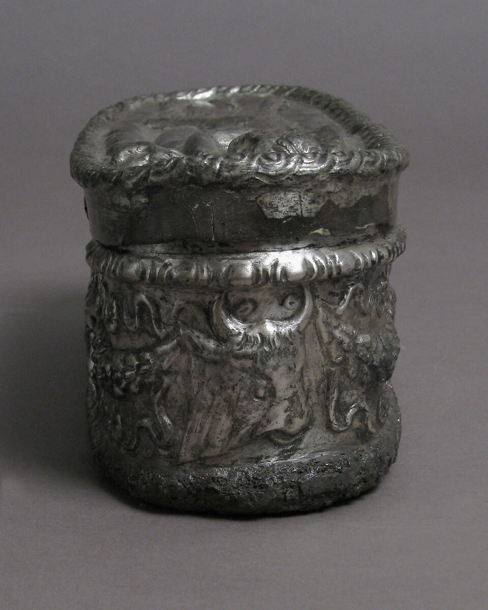 Box with Sleeping Eros, Silver, Roman or Byzantine