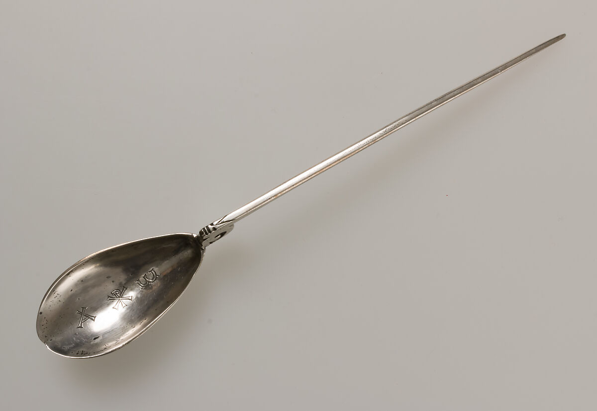 Spoon with Christian Inscription, Silver, Byzantine 