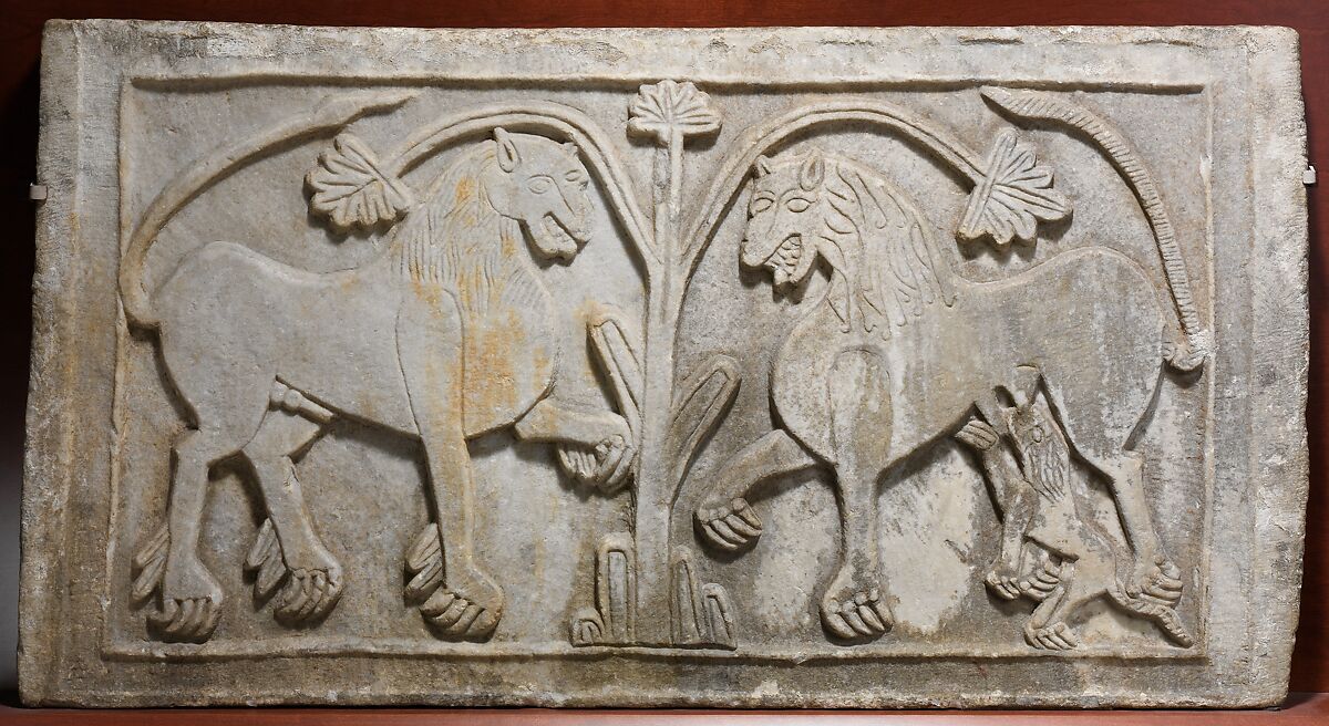 Relief Panel with Lion Family, Marble (Proconnesian marble), South Italian 