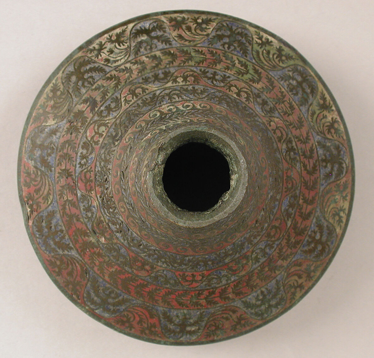 Funnel-Shaped Mount, Champlevé enamel, bronze, Roman