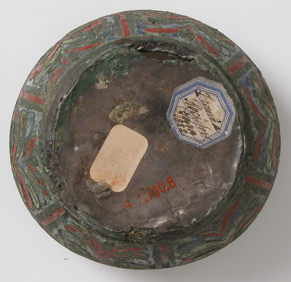 Cup or Bowl, Champlevé enamel, bronze, silver liner and bottom, Roman