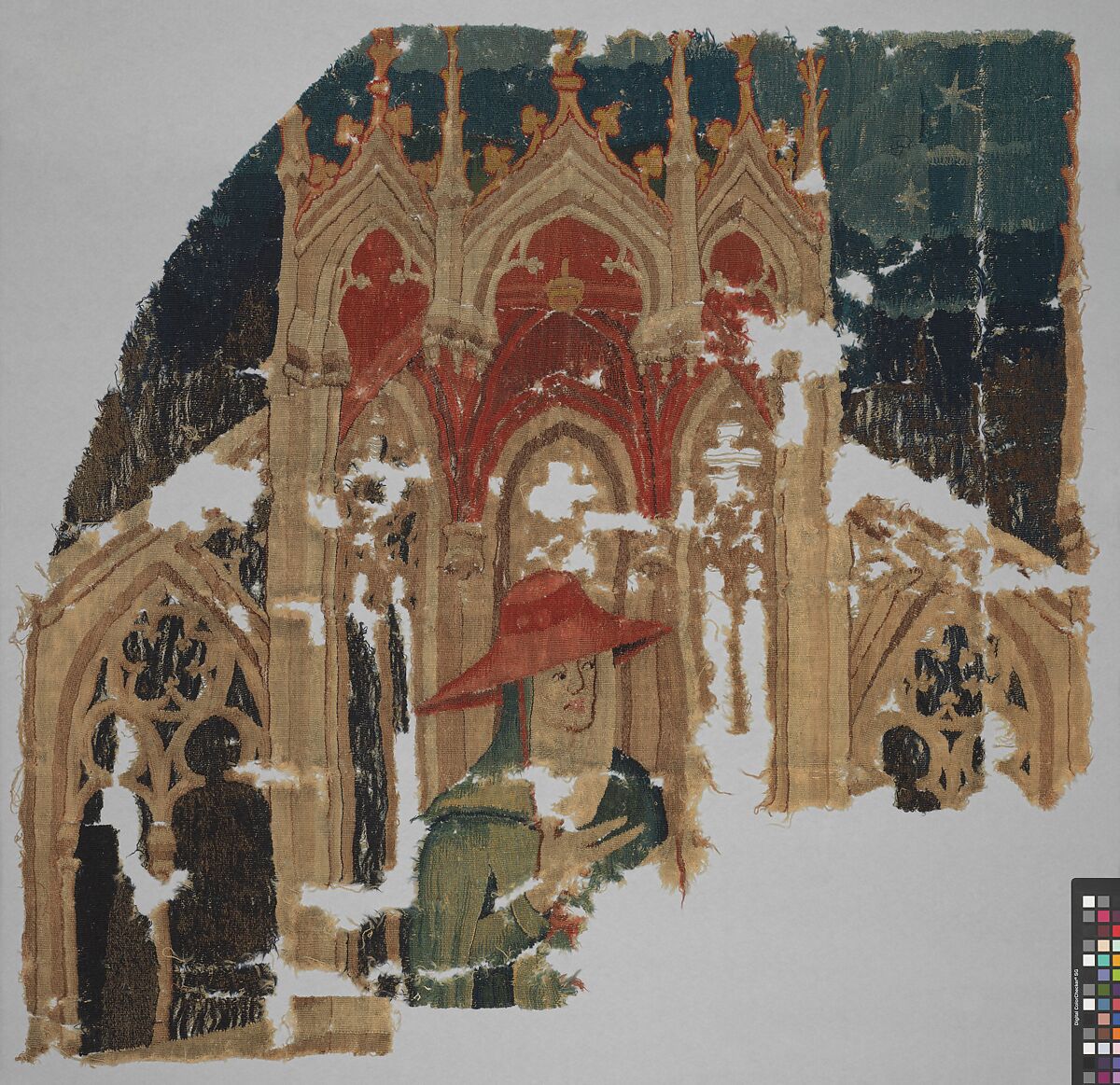 Fragments with Three Cardinals (from the Heroes Tapestries), Wool warp, wool wefts, South Netherlandish