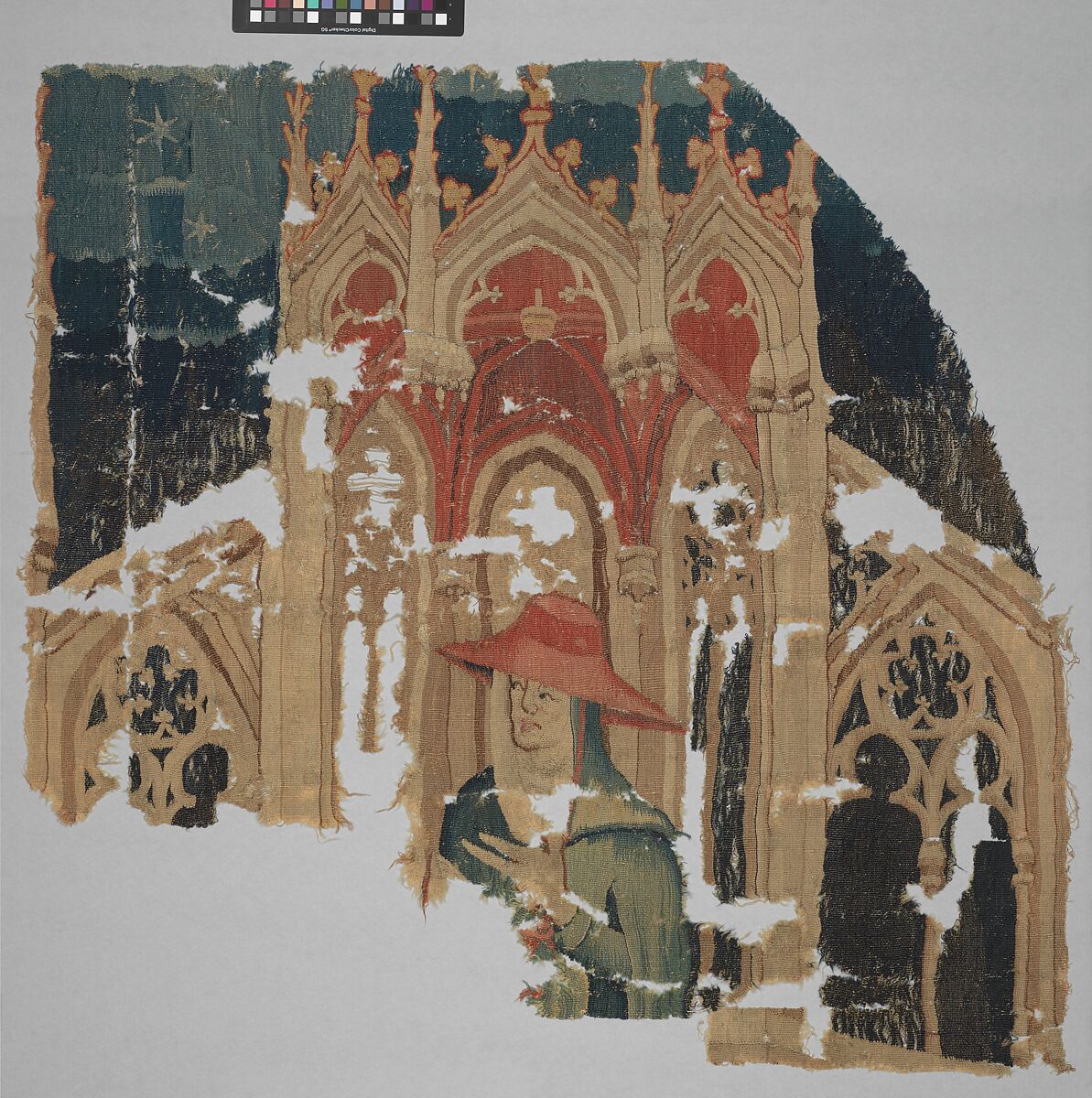 Fragments with Three Cardinals (from the Heroes Tapestries), Wool warp, wool wefts, South Netherlandish